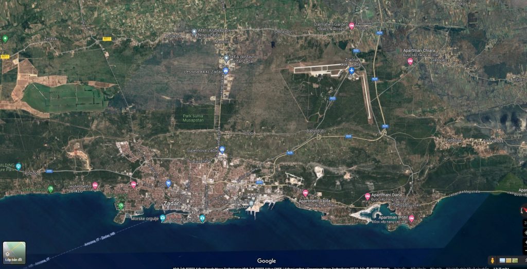 Bản đồ 2D quy hoạch kết nối giao thông Cảng Zadar làm tư liệu thiết kế sa bàn cảng biển.